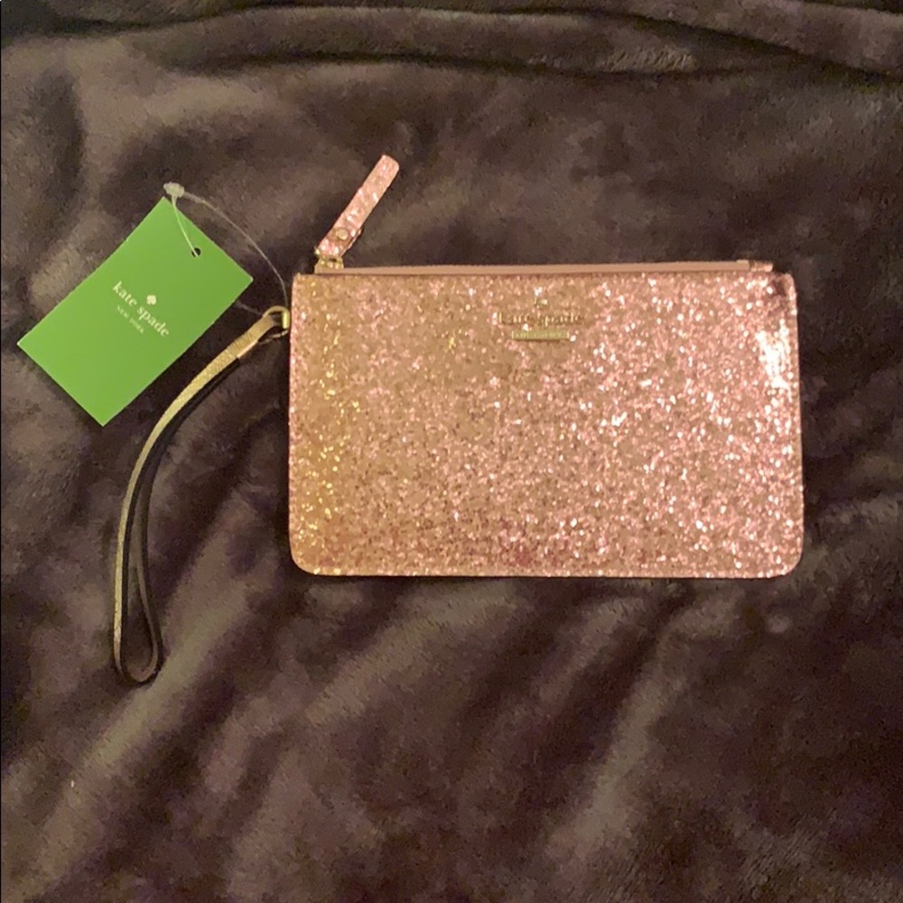 Kate Spade glitter wristlet NWT